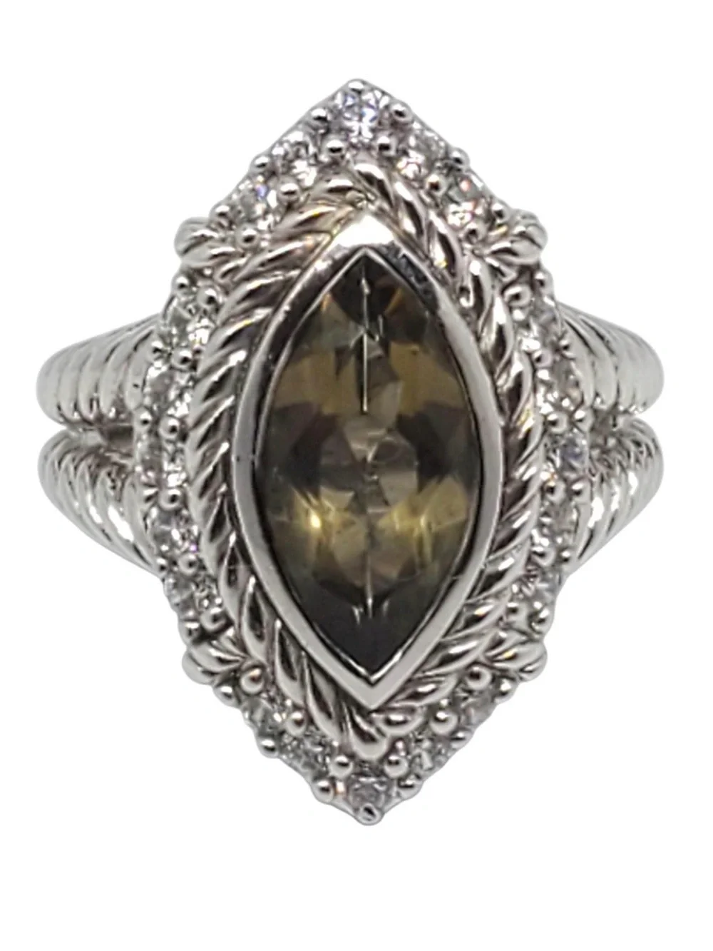 Judith Ripka Luxury Designer Couture Runway RARE Authentic Formal Silver Ring